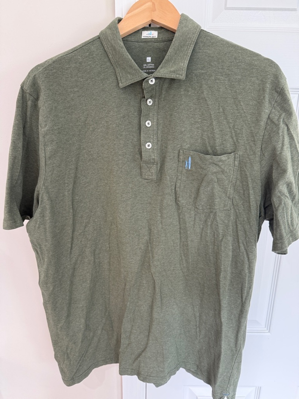 johnnie-O Olive Green Short-Sleeve Polo with Pocket